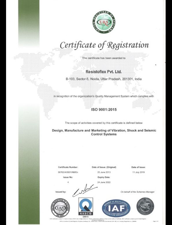 Certification of registration ISO 9001: 2015